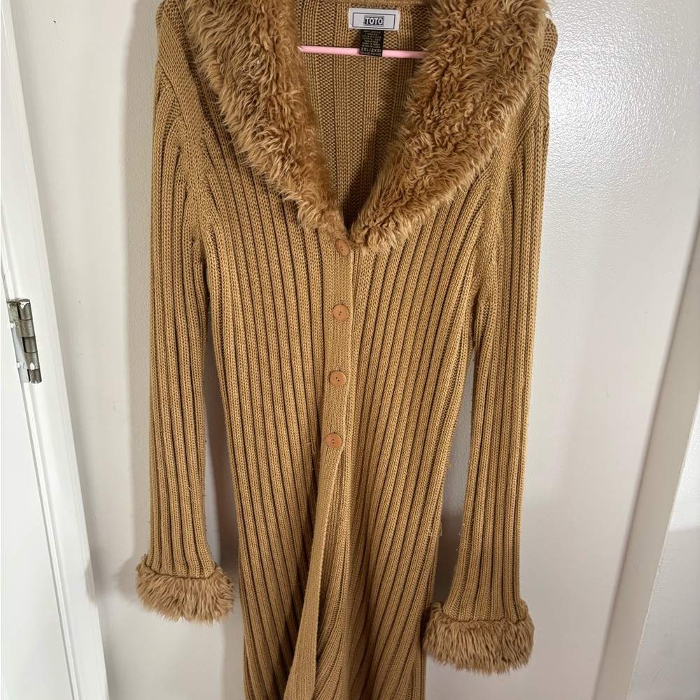 Fur trimmed cardigan